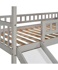 Streamdale Furniture Twin Loft Bed with Drawers and Slide, Gray
