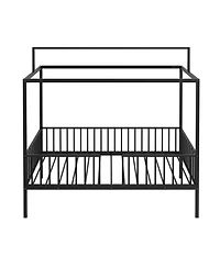 Streamdale Furniture Montessori 3-in-1 Convertible Metal Toddler Bed with Canopy, Twin, Black