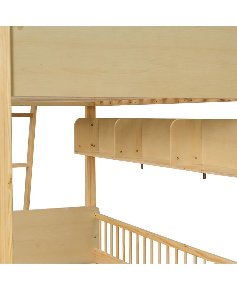 Streamdale Furniture Twin Wooden Bunk Bed with 3 Storage Shelves, White