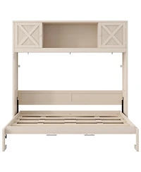 Streamdale Furniture Full Size Murphy Bed with Storage Cabinets, Beige