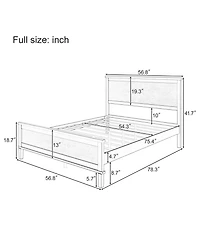 Streamdale Furniture Mid-Century Platform Bed with Headboard and Slat Support, Full