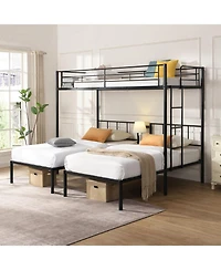 Streamdale Furniture Streamdale Twin Over Twin Over Twin Triple Bunk Bed with Vertical Ladder and Safety Rail