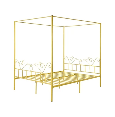 Slickblue Metal Canopy Bed Frame with Headboard and Four Poster Style