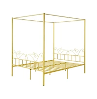 Slickblue Metal Canopy Bed Frame with Headboard and Four Poster Style