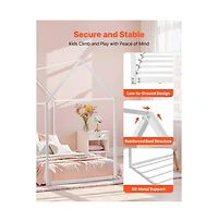 Slickblue Kids Floor Bed with Roof Design and Metal Frame