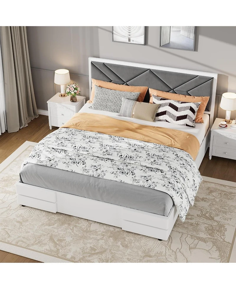 gaomon Queen Size Under Bed Storage, Easy Assembly, Heavy Duty Steel Slats Metal Platform Bed Frame