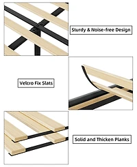 gaomon Full Size Triple Panel Platform Bed Frame Minimalist Mdf Construction Beige Finish No Box Spring Needed Easy Assembly