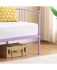 gaomon Twin Daybed with Trundle Metal Frame Pullout Trundle 6 Casters Steel Slats Living Room Bedroom Guest Room No Box Spring Purple