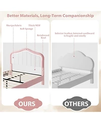 gaomon Twin Xl Upholstered Bed Frame with Led Lights Storage Drawer Velvet Bed Headboard for Kids Girls Boys No Box Spring Pink