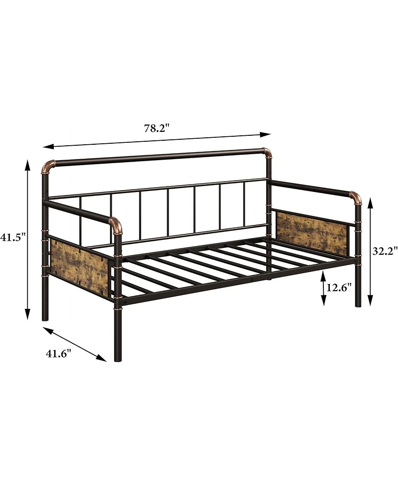 gaomon Easy Assembly Twin Size Metal Daybed Frame Sofa Bed Platform Daybed Space Saving, for Living Room, Guest Room