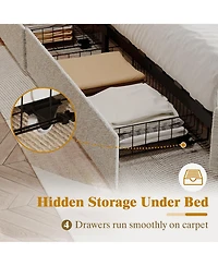 gaomon Full Size Boucle Upholstered with Headboard and 2 Storage Drawers Bed Frame