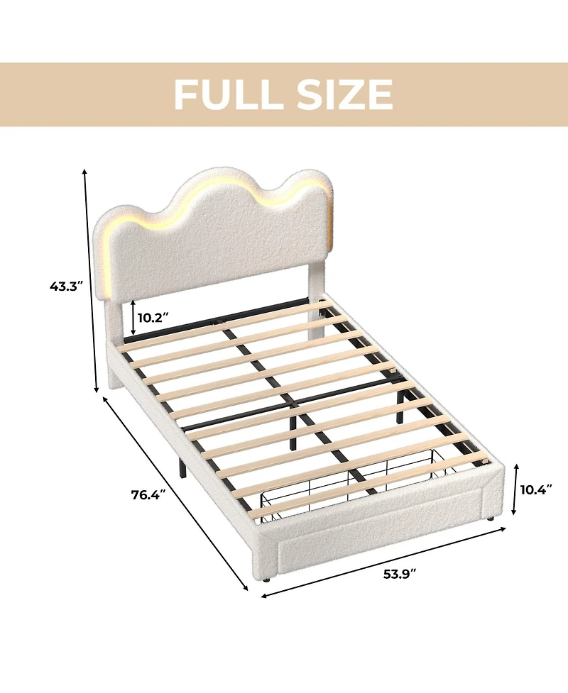 gaomon Full Bed Frames Lamb Velvet Twin Beds Cute Platform Bed Frame for Girls, Boys,Sturdy Platform Bed