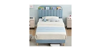 gaomon Twin Bed Frames, Upholstered Platform Bed Frame with Bookcase Headboard, Velvet Platform Bed Mattress Foundation