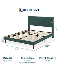 gaomon Queen Bed Frame Upholstered Platform Bed with Fabric Headboard, Non-Slip and Noise-Free