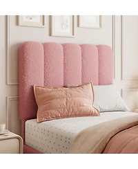 gaomon Twin- Bed Frame, Boucle Upholstered Platform Bed with Wave Headboard for Girls/Kids, Easy Assembly