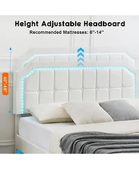 gaomon Queen Upholstered Bed with Rgb Led Lights, Adjustable Headboard, Button-Tufted Design, Floating Platform