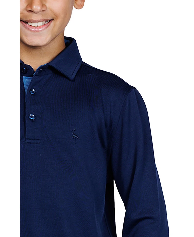 Tailorbyrd Boys Solid Modal Long Sleeve Polo Shirts