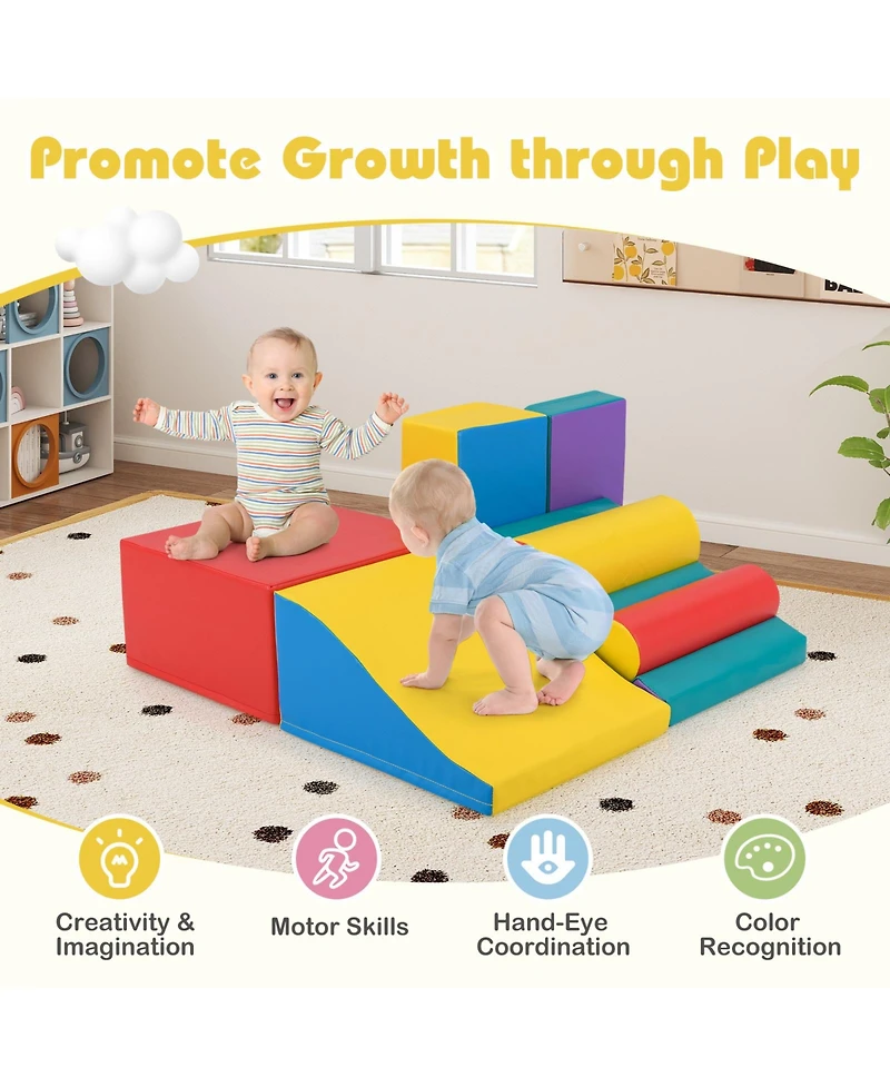 Slickblue Toddler 7-Piece Soft Foam Climbing Blocks Set Indoor Play