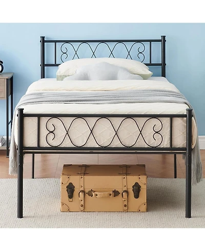 gaomon Metal Bed Frame with Heart Design Headboard, Under-Bed Storage, No Box Spring Needed
