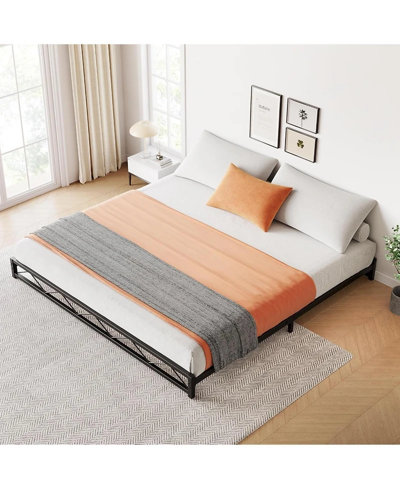 gaomon 6-Inch Metal Platform Bed Frame,Steel Slat Support,Heavy Duty Noise-Free Platform,No Box Spring Required,Easy Assembly