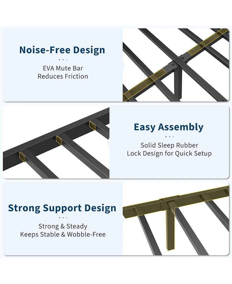 gaomon King Bed Frame with Pu Faux Leather, Charging Station, Platform Storage, Soft Headboard, No Box Spring Needed