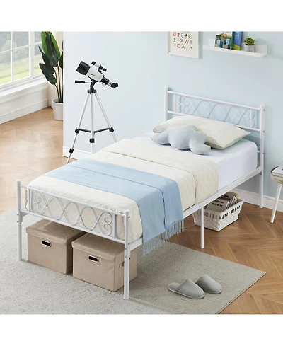 gaomon Metal Bed Frame with Heart Design Headboard, Under-Bed Storage, No Box Spring Needed