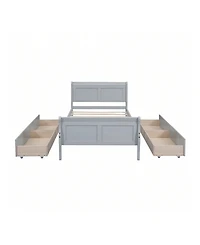 gaomon Twin Size Wood Platform Bed With 4 Drawers And Streamlined Headboard & Footboard Solid Wood+Mdf Bed Frame