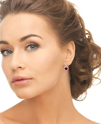 Macy's 2-Pc.Lab Grown Ruby (3.6 ct.tw.) And White Sapphire (0.78 ct.tw.) Infinity Heart Pendant Necklace and Earrings Set in Sterling Silver