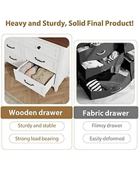 gaomon 6-Drawer Modern Wooden Dresser, 47" Wide Storage Chest, Freestanding Closet Organizer for Bedroom, Living Room