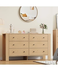 Gaomon 6-Drawer Natural Oak Modern Dresser, Large Chest, Deep Drawers, Metal Knobs, Double Storage for Kids Bedroom, Entryway, Hallway