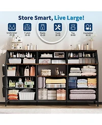 gaomon 14 Foldable Fabric Drawer Dresser with Wood Top, Tv Stand, Open Shelves, Metal Frame, Bedroom, Living Room