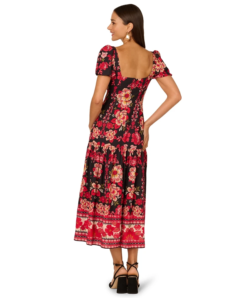 Adrianna Women's Printed Puff-Sleeve Midi Dress
