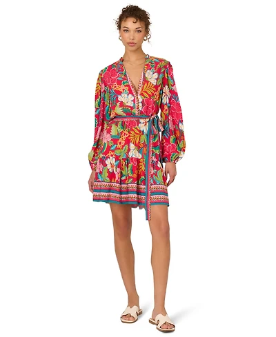 Adrianna Women's Printed V-Neck Short Dress