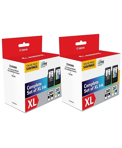 Canon 2 Pack Pg-260XL Black & Cl-261XL Color Ink Cartridge Value Pack for Pixma TR7020, TS5320 Printers