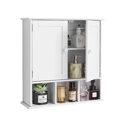 Slickblue Over Toilet Bathroom Wall Cabinet with 2 Doors and Shelves