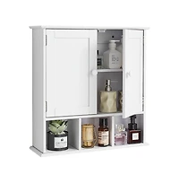 Slickblue Over Toilet Bathroom Wall Cabinet with 2 Doors and Shelves
