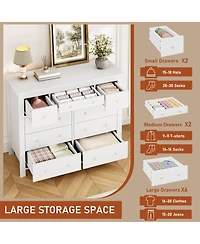 gaomon 10-Drawer White Dresser 47" Wide, Long Wooden Chest Storage Cabinet for Bedroom, Entryway, Living Room