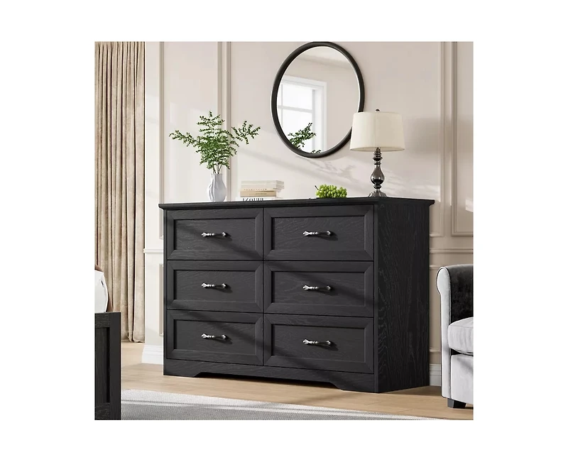 gaomon 6-Drawer Modern Dresser with Wide Metal Handle, Closet Organizer Storage Chest, Clothes Cabinet for Bedroom, Living Room