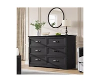 gaomon 6-Drawer Modern Dresser with Wide Metal Handle, Closet Organizer Storage Chest, Clothes Cabinet for Bedroom, Living Room