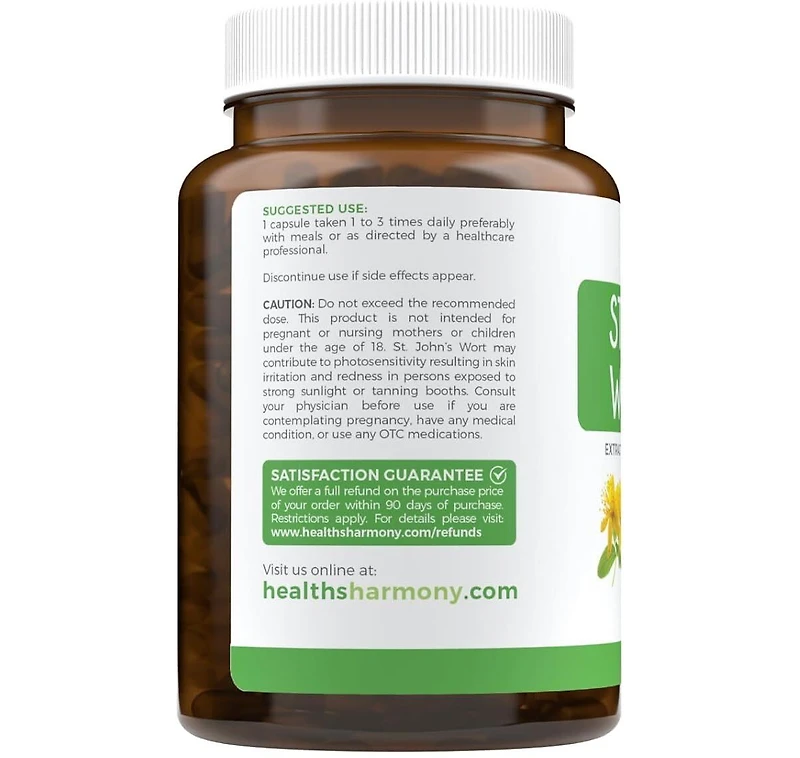 Healths Harmony St John's Wort Capsules, Mental Health and Mood Support, Anti Inflammatory Supplement, Health's Harmony, 120ct