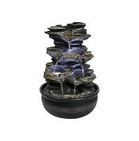 SunJet 15.7" Rock Cascading Tabletop Fountain, Zen Meditation Indoor Waterfall with Led Light for Home Office Bedroom Relaxation Decor