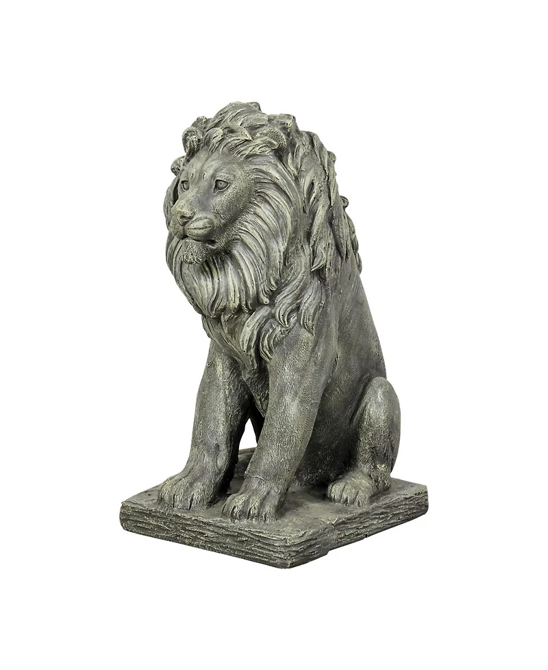 Sunjet Guardian Lion Statue – 22.8" H Concrete Seated Lion Sculpture for Outdoor Garden, Patio, Yard & Home Decor