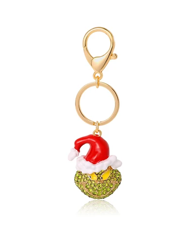 Dr. Seuss The Grinch Crystal Keychain with Santa Hat, Gold-Tone