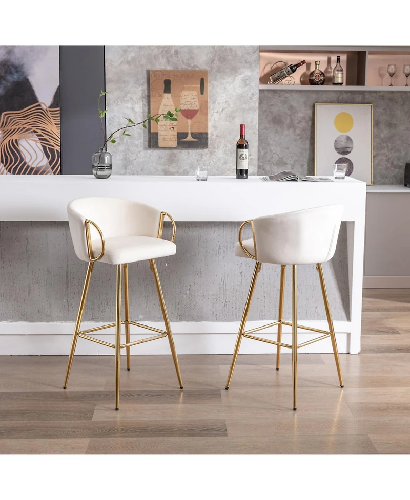 Streamdale Furniture 30 Inch Set of 2 Bar Stools Beige