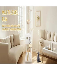 Aostirmotor Cat Tree with large condo wood ladder in White