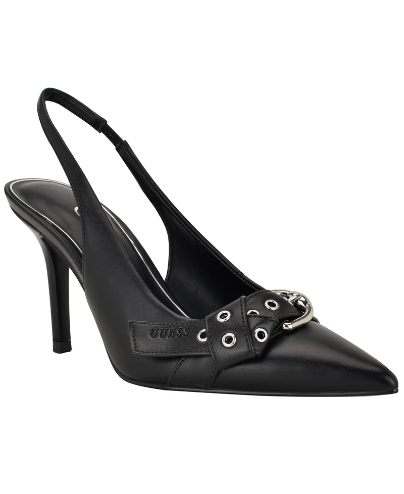 Guess Women's Prissie Buckle Grommet Pointed Toe Slingback Pumps