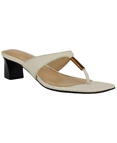 Guess Womens Yaiza Leather Thong Block Heel City Sandals