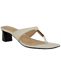 Guess Womens Yaiza Leather Thong Block Heel City Sandals