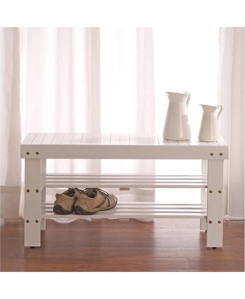 Streamdale Furniture Pina Quality Solid Wood Shoe Bench, White Finish