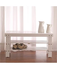 Streamdale Furniture Pina Quality Solid Wood Shoe Bench, White Finish